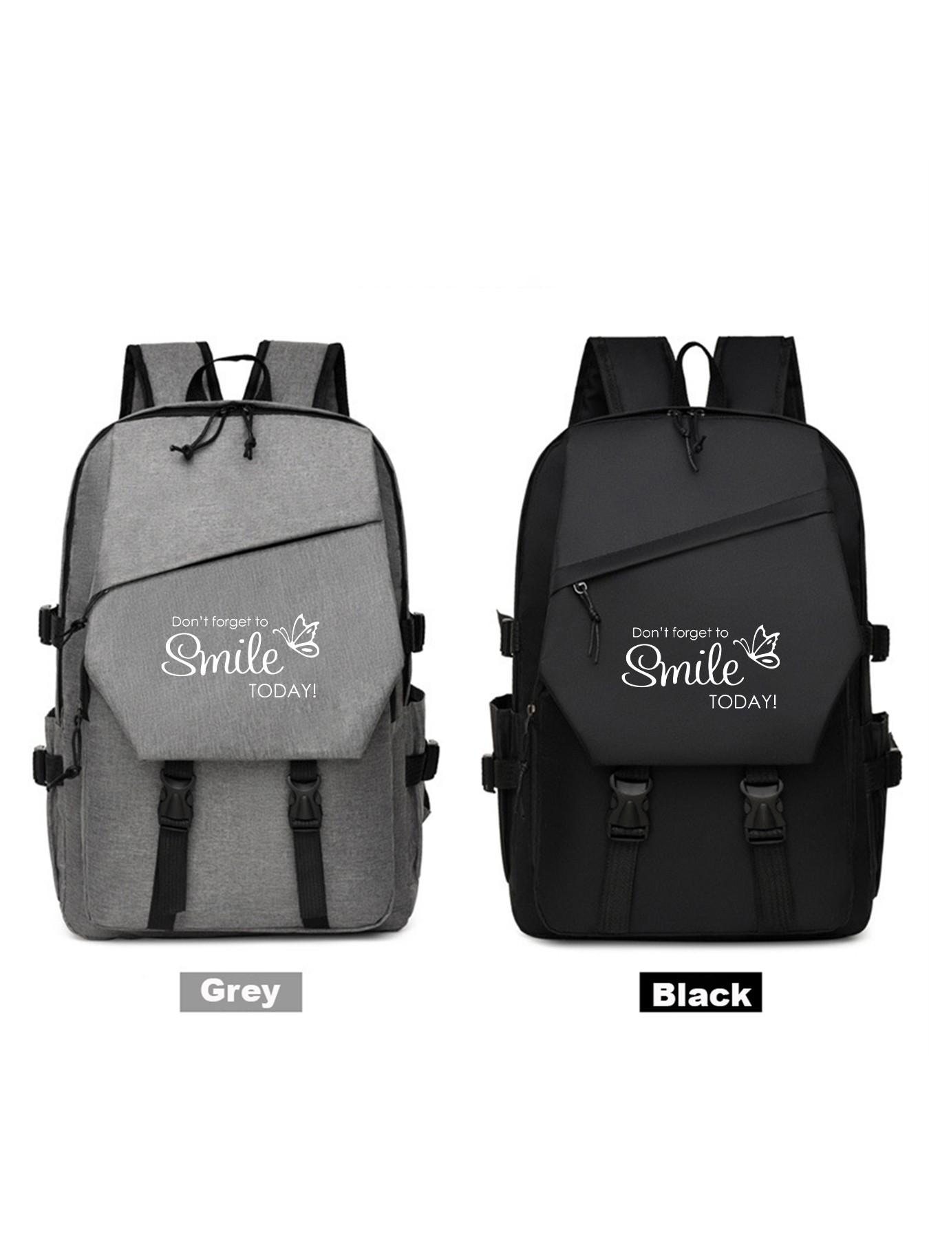 Butterfly Pattern Backpack, Large Capacity Lightweight Casual Shoulder Bag, Side Pocket, Suitable for Commuting, Library, Outdoor Activities