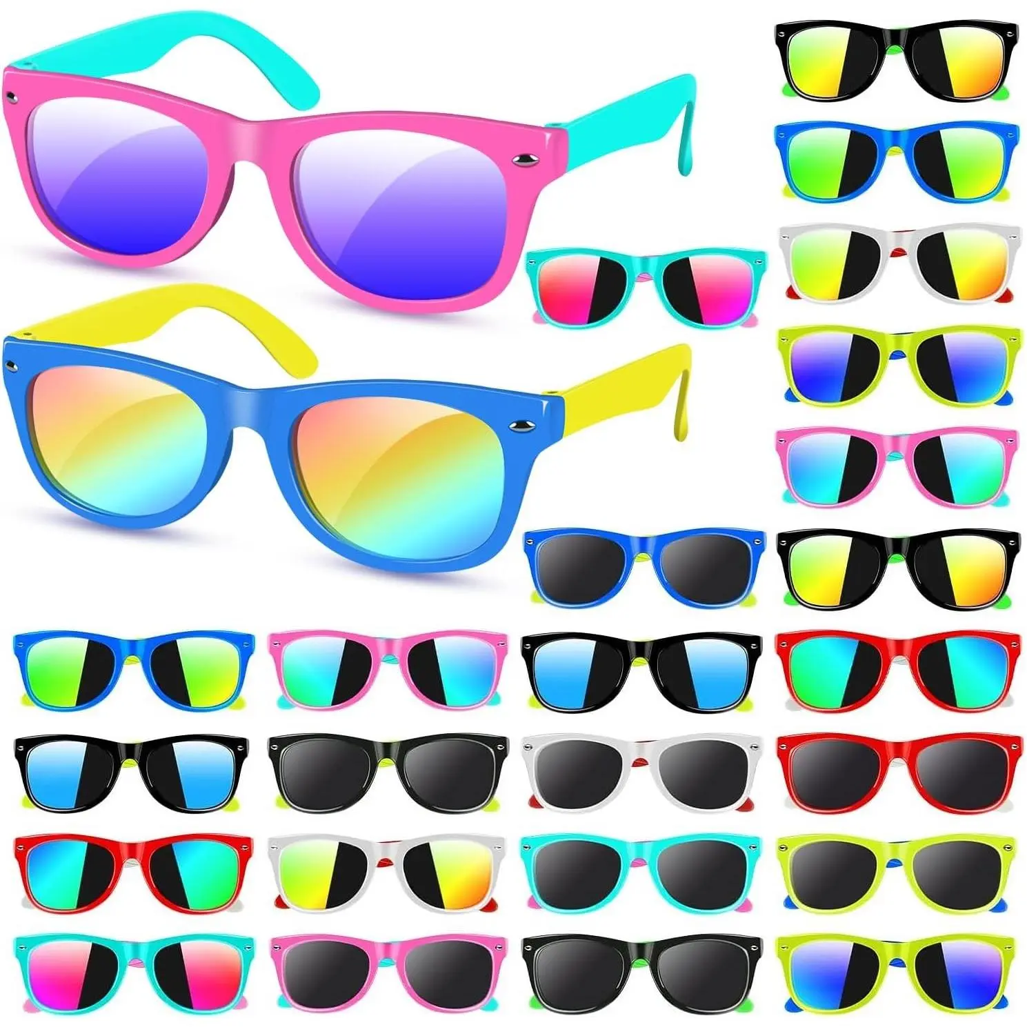 24 Pack Neon Kids Sunglasses Bulk - Toddler Sunglasses for Boys Girls Ages 3-8 with UV400 Protection - Ideal for Party Favors, Classroom Prizes, Birthday Goodie Bags