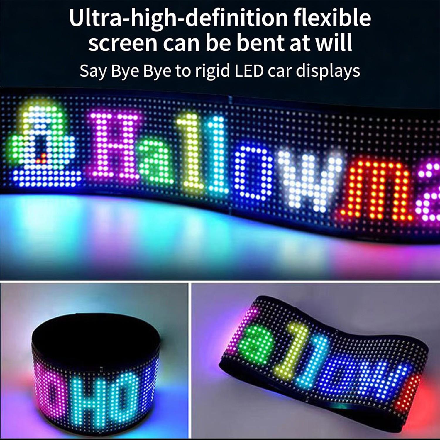 Programmable LED Flexible Screen, Car Electronic Display, Soft Screen Window Glass Decoration Light, USB Plug, APP Programming, Universal Fit, LED Lights