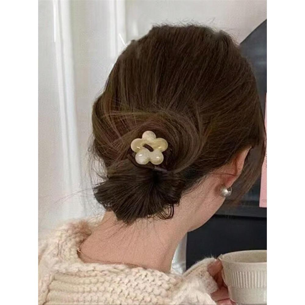 Cute Flower Decor Hair Ties Scrunchies | Colorful Minimalist Hair Accessories | Fashionable for Women Girls Thick Hair