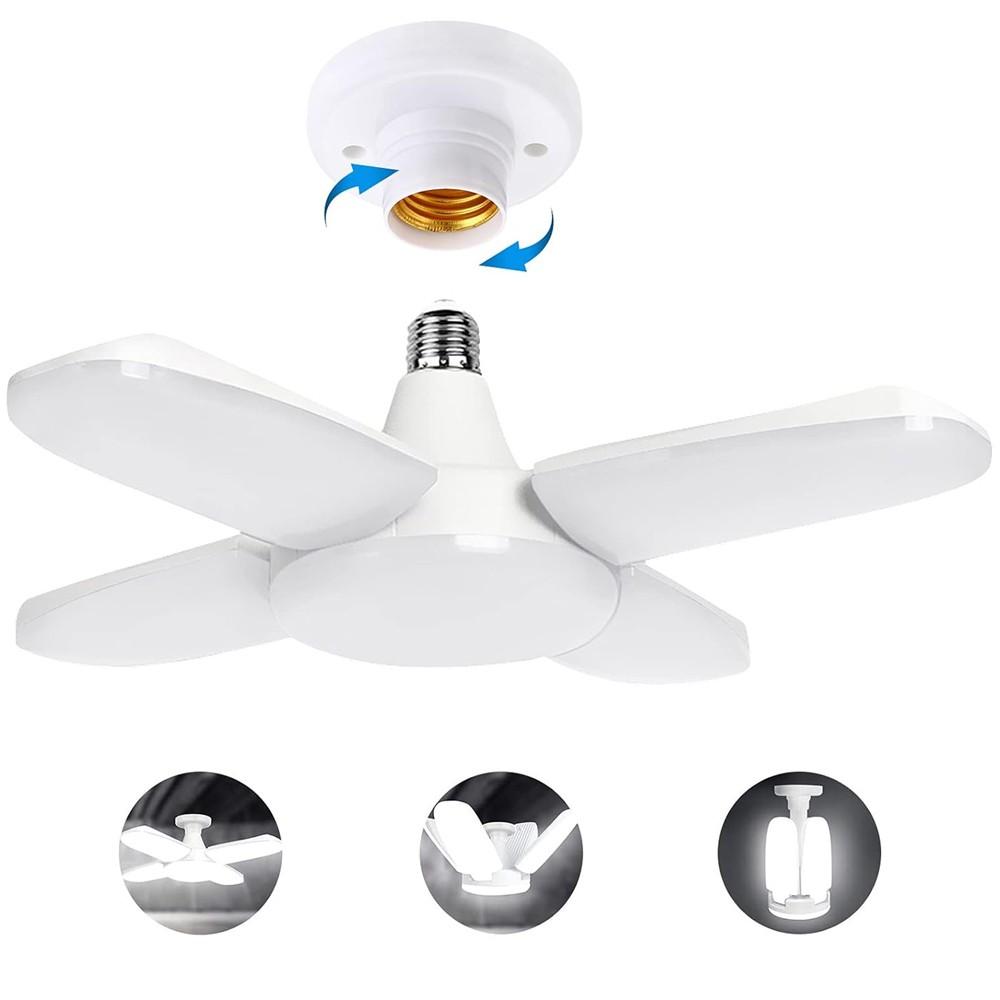 2/5 Pack Kasotile Mini Garage Lights, 28W LED Shop Lights, Garage Light Ceiling Led with 4+1 Deformable Panels, Screw in E26/E27 Socket Bulb for Warehouse, Workshop, Basement, Barn Lighting