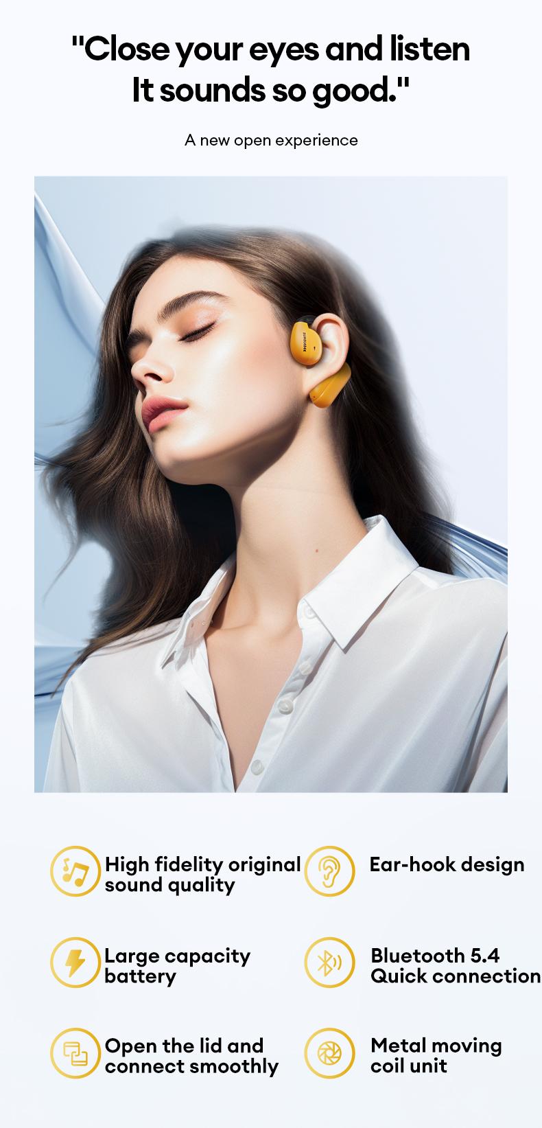 Transformers T21 Ear-Mounted Bluetooth Headset Bluetooth 5.4 360°Stereo Sounds Effects Large Capacity Battery
