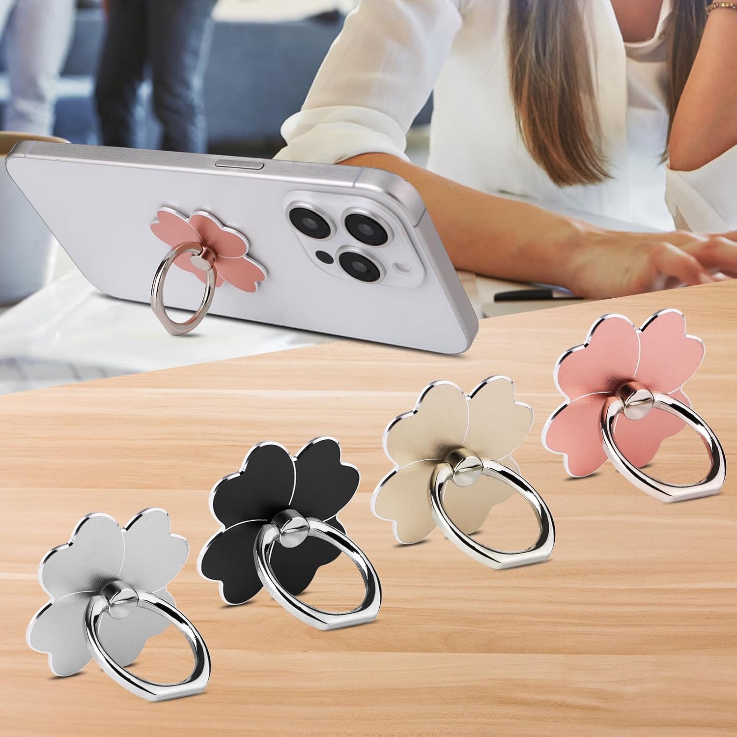 1 Pack Flower Pattern Phone Ring Holder, 360 Rotation & 180 Adjustable Angle, Metal Finger Grip Kickstand for All Smartphones