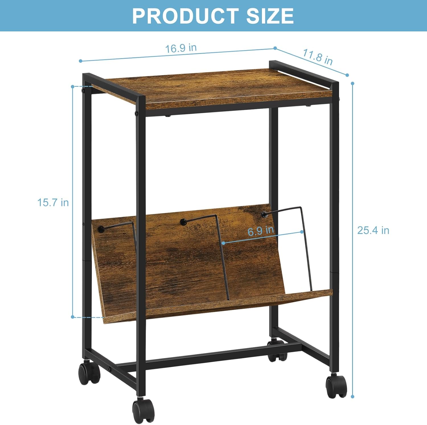 Record Player Stand Industrial Record Player Table with Album Storage Shelf, Turntable Stand with Wheels Vinyl Record Holder Cabinet for Living Room Office, Rustic Brown Record Player Stand Industrial Record Player Table with Album Storage Shelf, Turntable Stand with Wheels Vinyl Record Holder Cabinet for Living Room Office, Rustic Brown