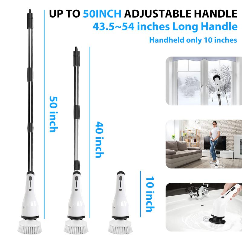 Electric Cleaning Brush, Full-Body IPX7 Waterproof Cordless Electric Spin Scrubber with 4 Replaceable Brush Heads, 2-Speed Shower Scrubber with Adjustable Extension Handle for Bathroom, Kitchen, Toilet, Window, Car, Pool, tiktok shop deals