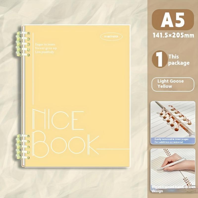 5-Piece Set Includes Spiral Notebook + 4 Pens A5 Ring-Bound Notebook 60 Sheets/120 Pages Thick Color-Coded Pages Ideal for College Diary Notes Travel Diary Notebook Spiral Notebook Journal