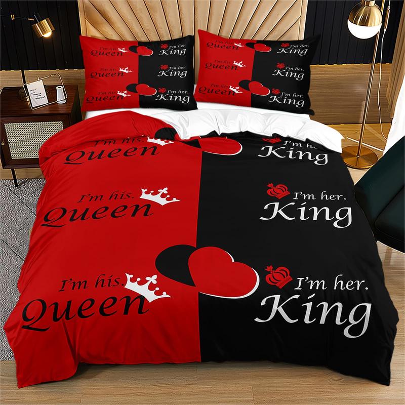 Heart Rose Letter Flower Modern Bedding Set, 2/3 Piece (1 Fitted Sheet + 1/2 Pillowcases), 90g Polyester Fiber, Ca Prop 65 Compliant