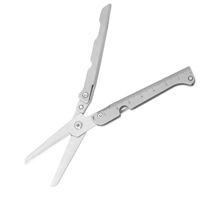 1pc Camping All-In-One Scissors, Foldable Multi-Functional Outdoor Emergency Scissors, Portable Pocket Tool, Garden Lawn Multifunctional Scissors, Survival Tools, Portable Hand Tools