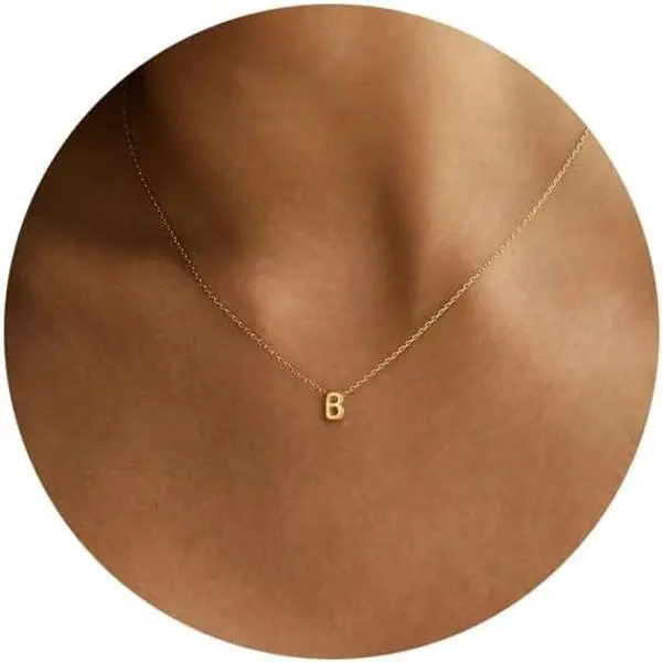 Gold Initial Necklace for Women Tiny Small Letters Necklaces Delicate Dainty Personalized Name Necklace