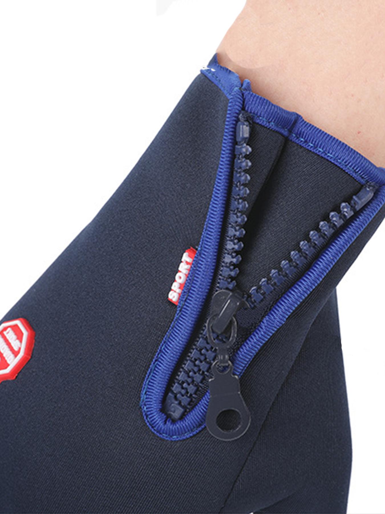 Spring Autumn Outdoor Sports Fleece Lined Cycling Gloves Waterproof Touchscreen Mountaineering Gloves Zipper Gloves Outdoor Activity Gloves