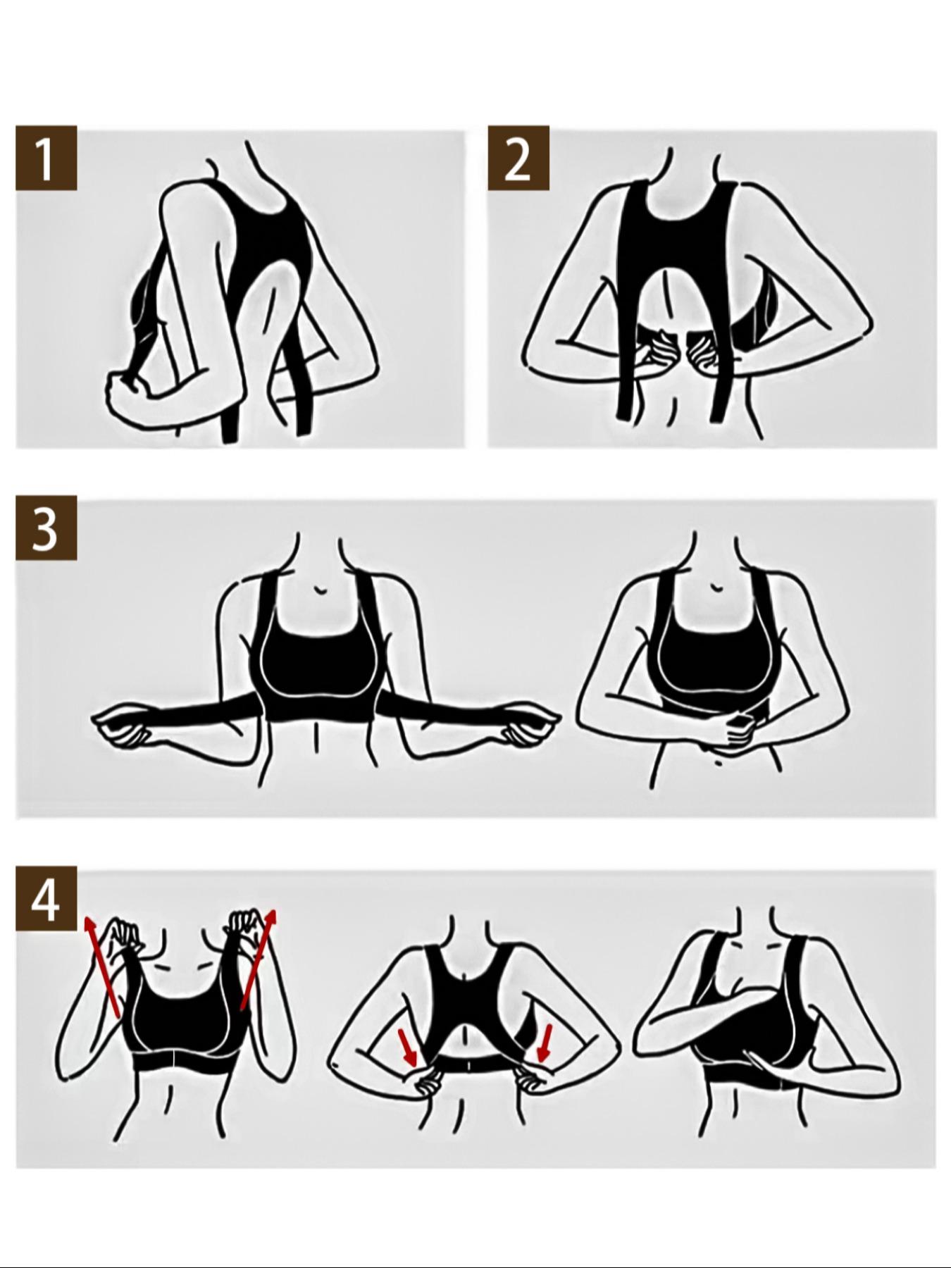 Women's Wireless Posture-Correcting Bra, Adjustable Waist Support, Medium Support, Full Coverage, Casual Plain Design, All Seasons Wear