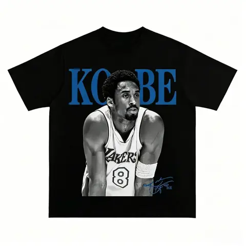 Men's 100% Soft Cotton Round Neck Shortsleeve Graphic Tee - Vintage Kobe Bryant Basketball Print, Breathable Activewear, White/Blue, 67 Christian Clothing, Soulja Boy Outfit, Gorlock Destroyer, SilveSumme Double-Sided, Sporty Chic Streetwear, One Size