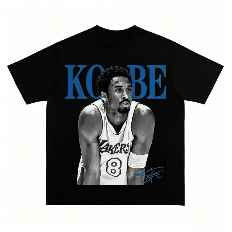 Men's 100% Soft Cotton Round Neck Shortsleeve Graphic Tee - Vintage Kobe Bryant Basketball Print, Breathable Activewear, White/Blue, 67 Christian Clothing, Soulja Boy Outfit, Gorlock Destroyer, SilveSumme Double-Sided, Sporty Chic Streetwear, One Size