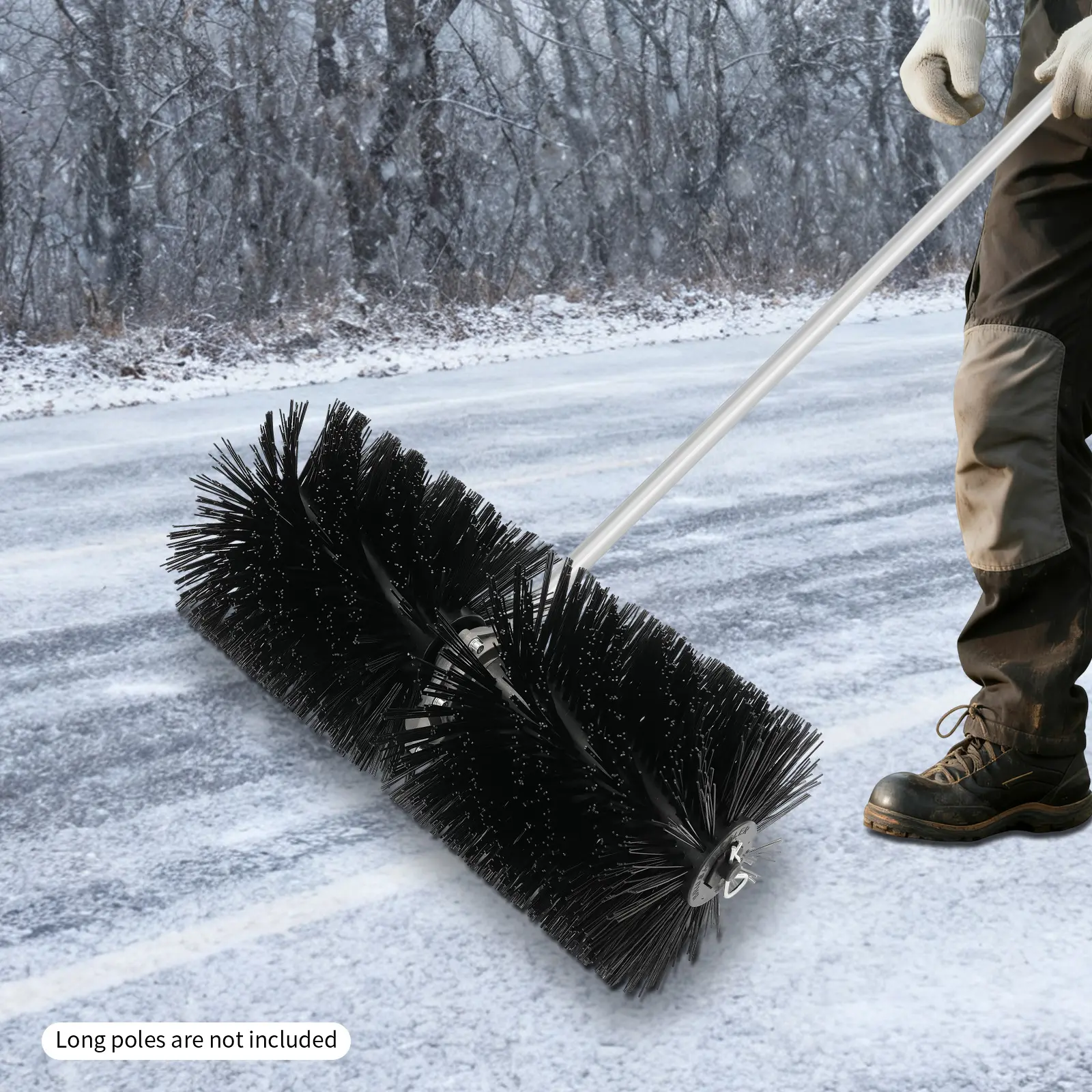 Nylon Sweeper Head 55cm 26mm Shaft for Snow Driveway Artificial Lawn Cleaning Use