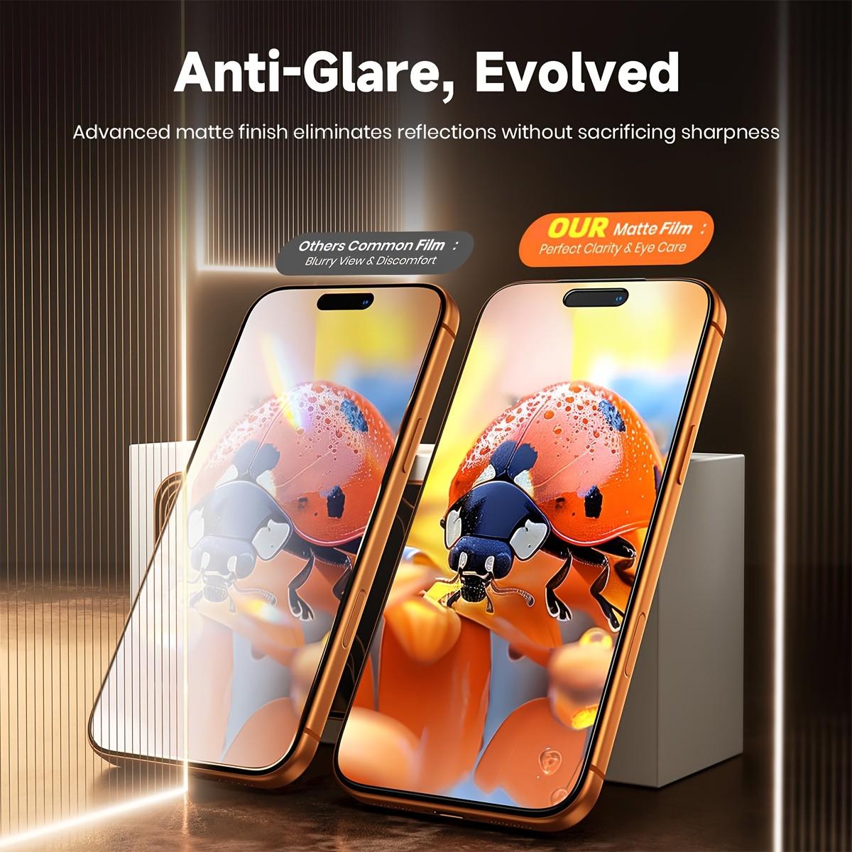 2-pcs Full Coverage Matte Frosted Privacy Screen Protector, Compatible with iPhone 17 Pro Max/17 Air/16 Pro Max/16 Plus/16E/15 Pro Max/14/13/12/11 Anti-Spy, 9H+ Hardness, Upgraded Edge Protection, Anti-Drop, Anti-Scratch, Easy Installation, Bubble-Free.