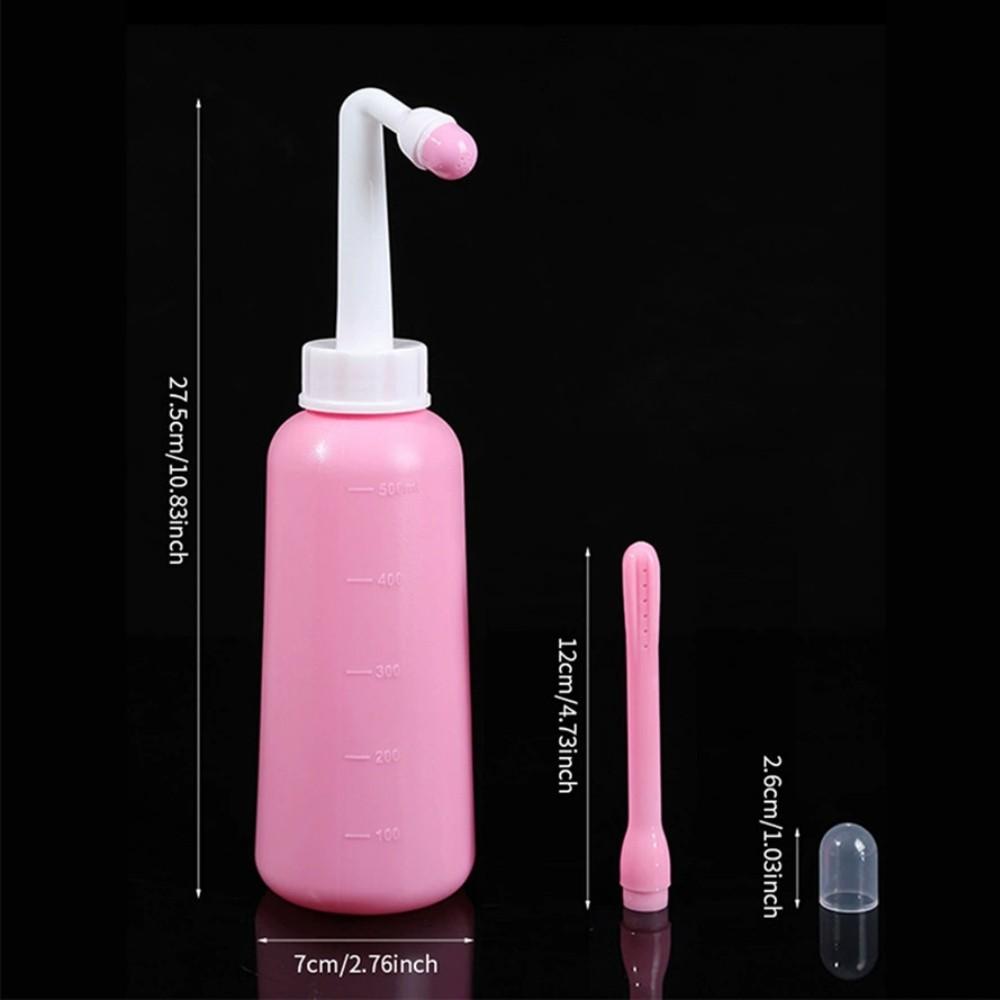16.9oz/500ML Large Capacity Travel Bidet Bottle for Women, Portable Handheld Bidet for Female Hygiene and Cleansing, Butt Cleaner with Dual Flush Options-Short and Long(for inside clean)