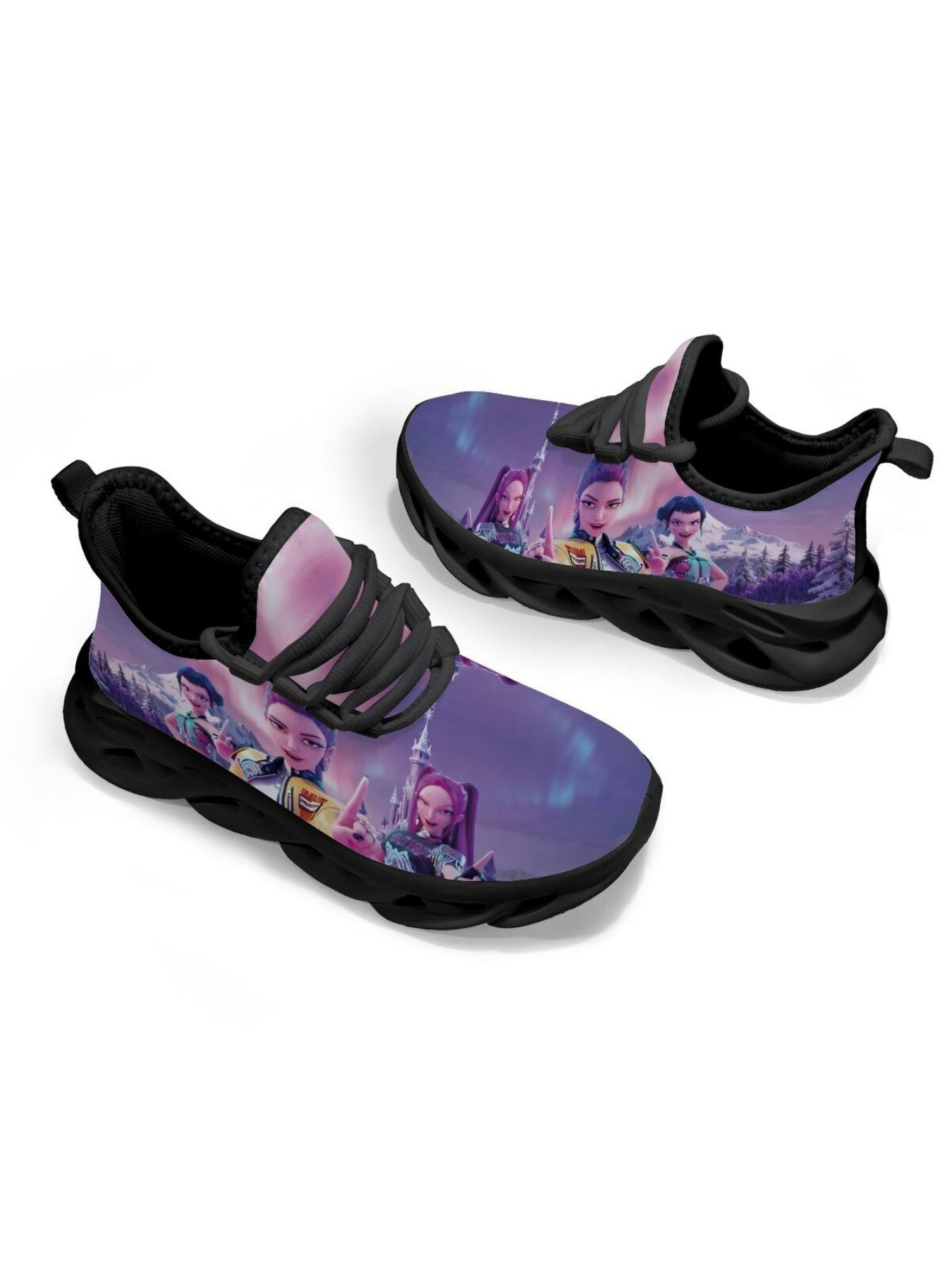 K-Pop Hunter Girl Group Castle Fantasy Illustration Kids Casual Sports Training Shoes, Breathable Textile Upper, Unisex, All Seasons