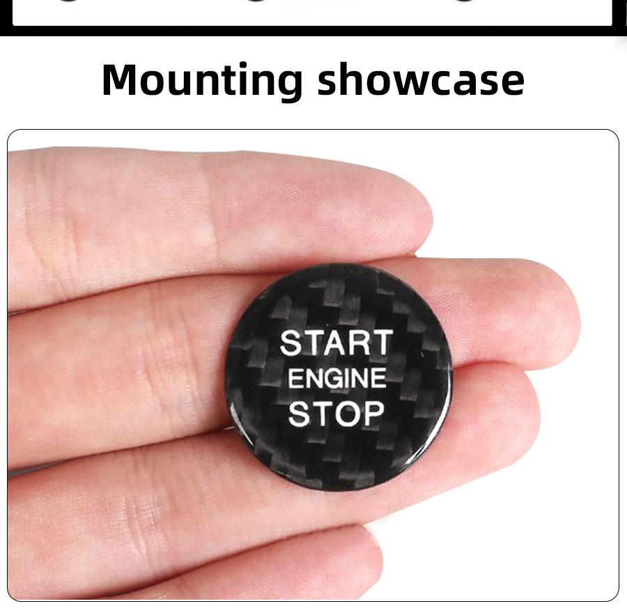 For Audi Real Carbon Fiber Ignition Engine Start Stop Button Trim Protect Stickers For A5 A7 A4L A6L Q3 Q5L Accessories  Black and Red Are Available Anti-Scratch Protection Enhances Texture for a More Premium Look Sticker For Cars