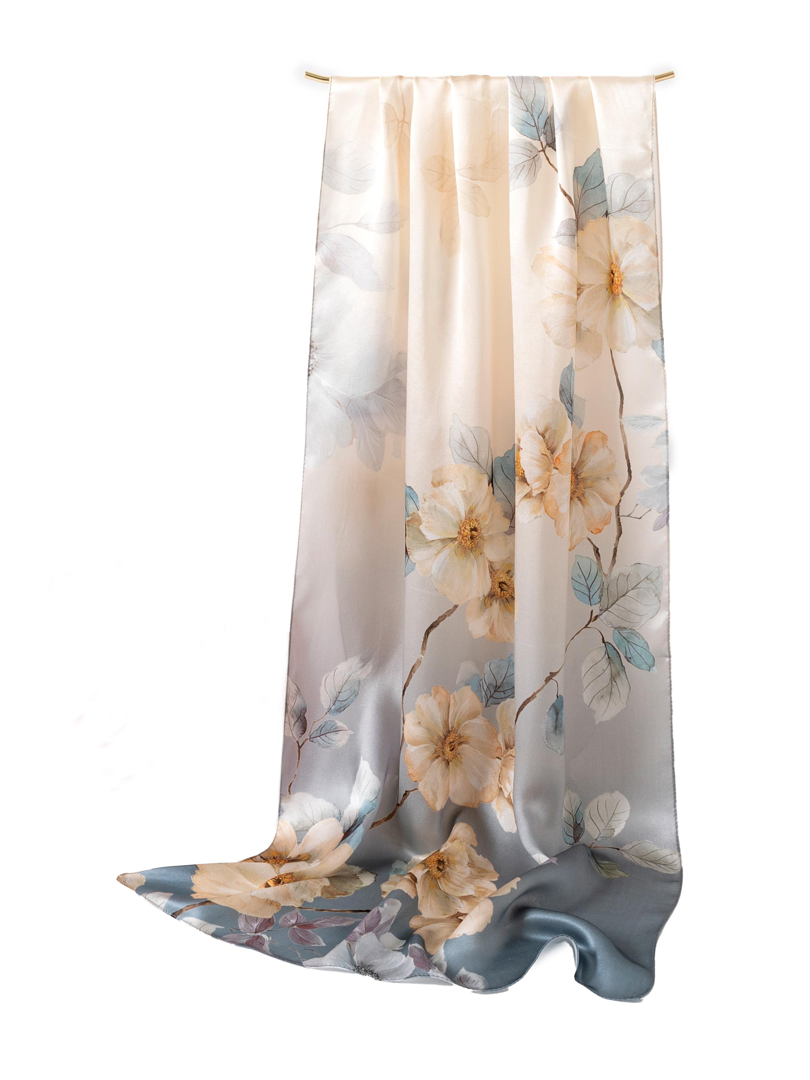 67.7x20.87 Inch Silk Shawl for Women, Vintage Chinese Print, Soft and Skin-Friendly, Perfect for Daily Wear, Party and Event Accessories