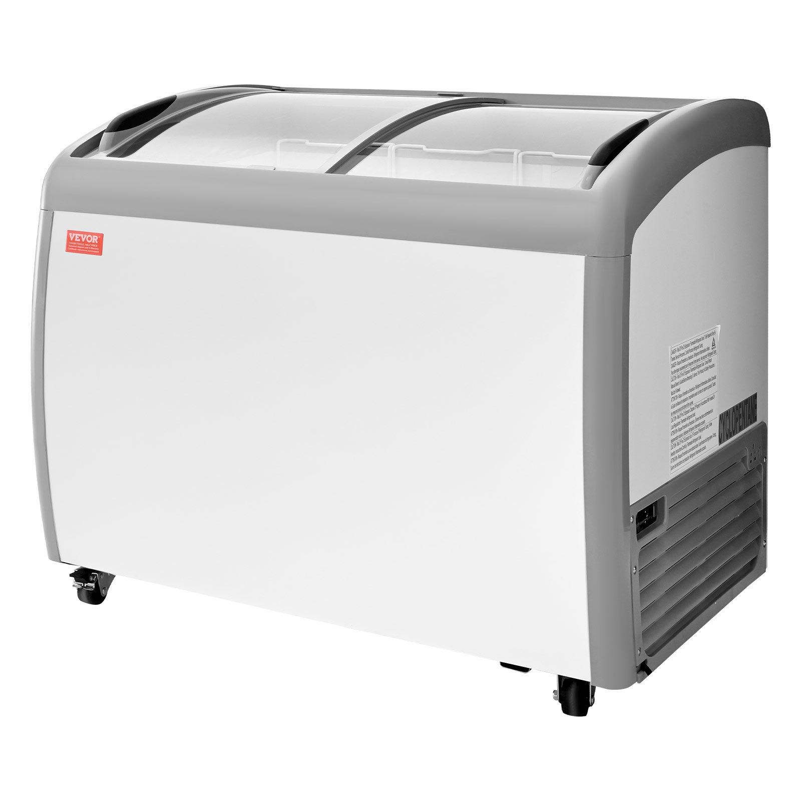 VEVOR Commercial Ice Cream Display Case, 9.3 Cu.ft (264L) Direct Cooling Cold Rolled Plate Chest Freezer, --19 To 3 ℉℉ Temp Adjustable, with 3 Wire Ice Cream Baskets, 2 Sliding Tempered Glass Doors, Locking Casters & LED Strip Lighting for Cafe Owners, Ba