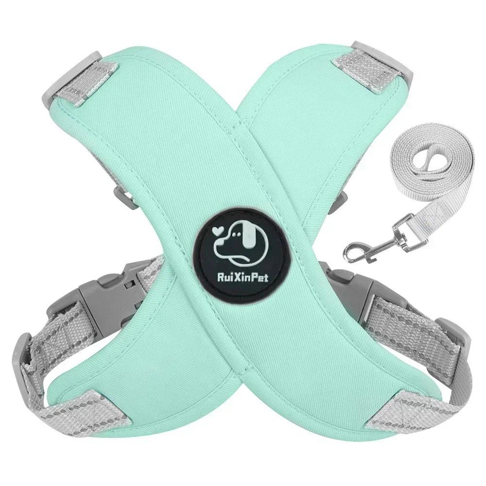 Reflective Dog Vest Harness & Leash Set - Soft, Adjustable, No-Pull Chest Strap, Reflective Strips, Breathable Fabric, Multi-Size for Small-Medium Dogs Cats Pug Daily Walking