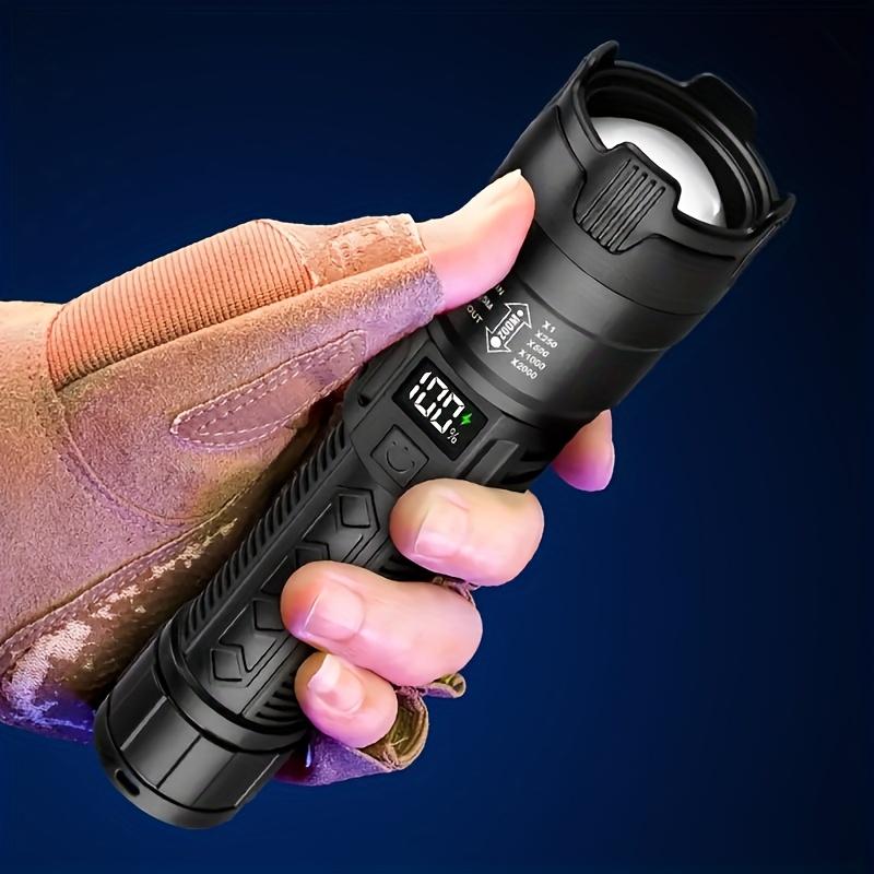 2 Counts Rechargeable LED Flashlights, Portable Zoomable High-Lumen Flashlights with Battery Indicator, Three Lighting Modes for Outdoor, Camping, Work and Emergency Lighting