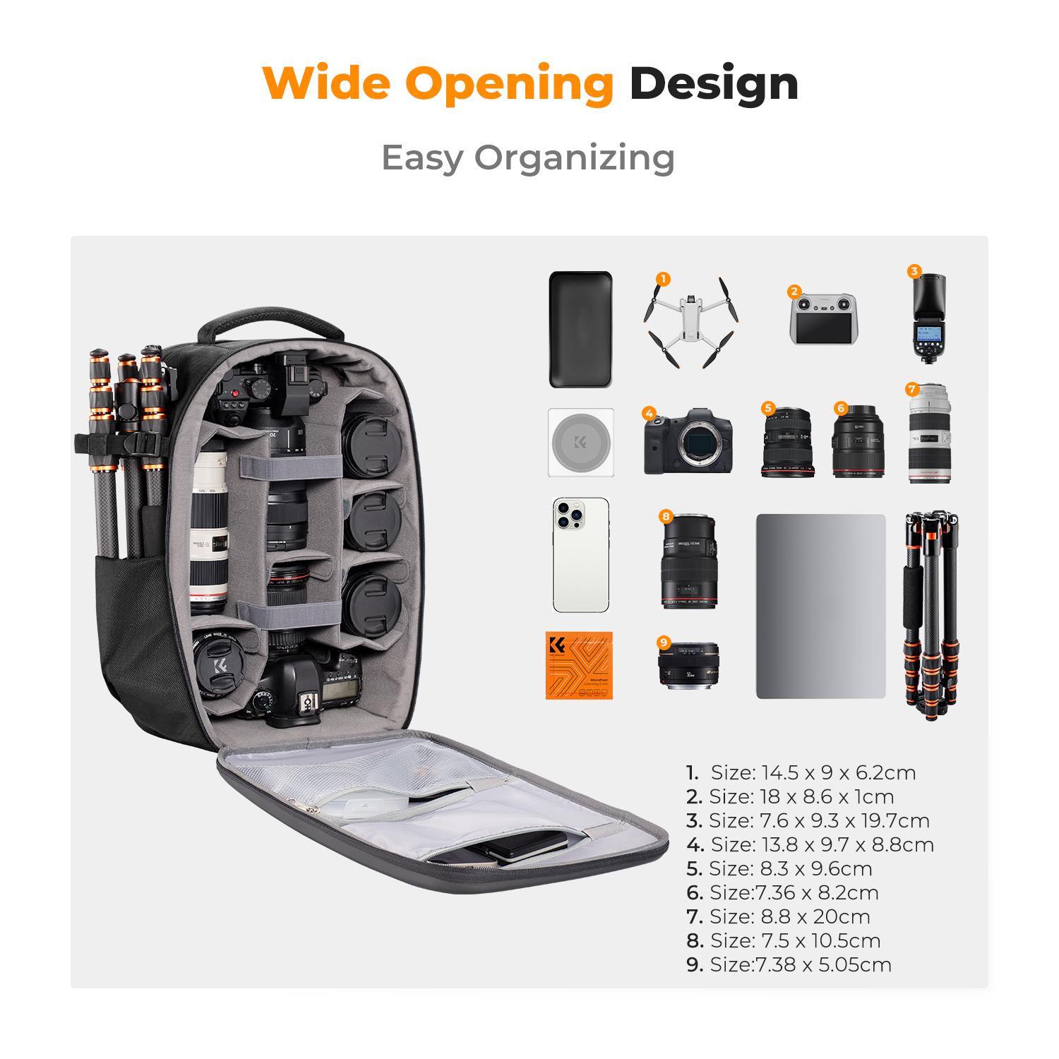 【K&F CONCEPT】Camera Backpack,Hardshell Photography DSLR Camera Bag with 15-15.6 Inch Laptop Compartment Waterproof Hard Shell Camera Case Compatible with Canon/Nikon/Sony/DJI Mavic Drone