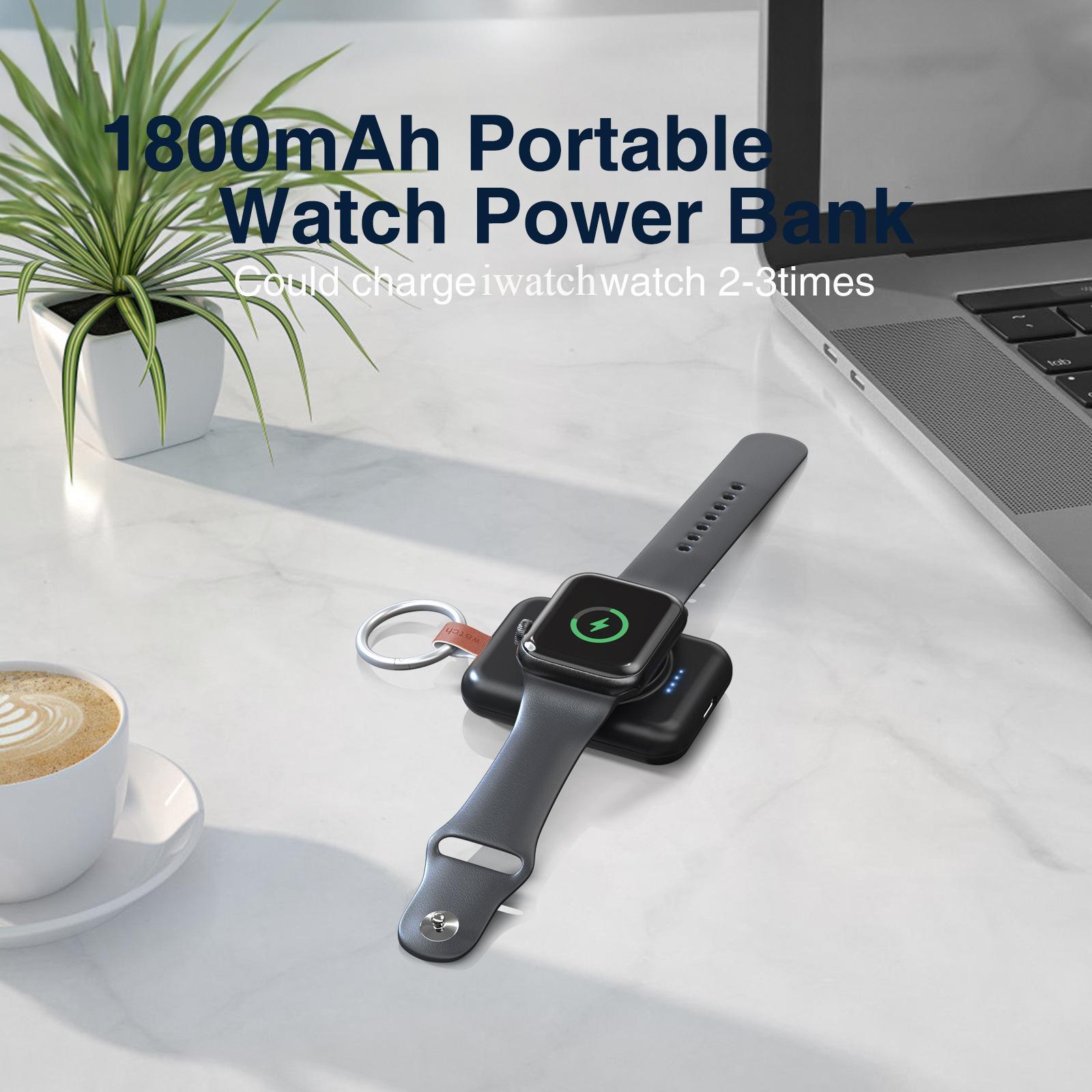 1800mAh Portable Wireless Charger for iwatch Smartwatch - USB Type C Magnetic Charging Dock with Quick-Charging Watch Wireless charger - Compact Travel Accessory