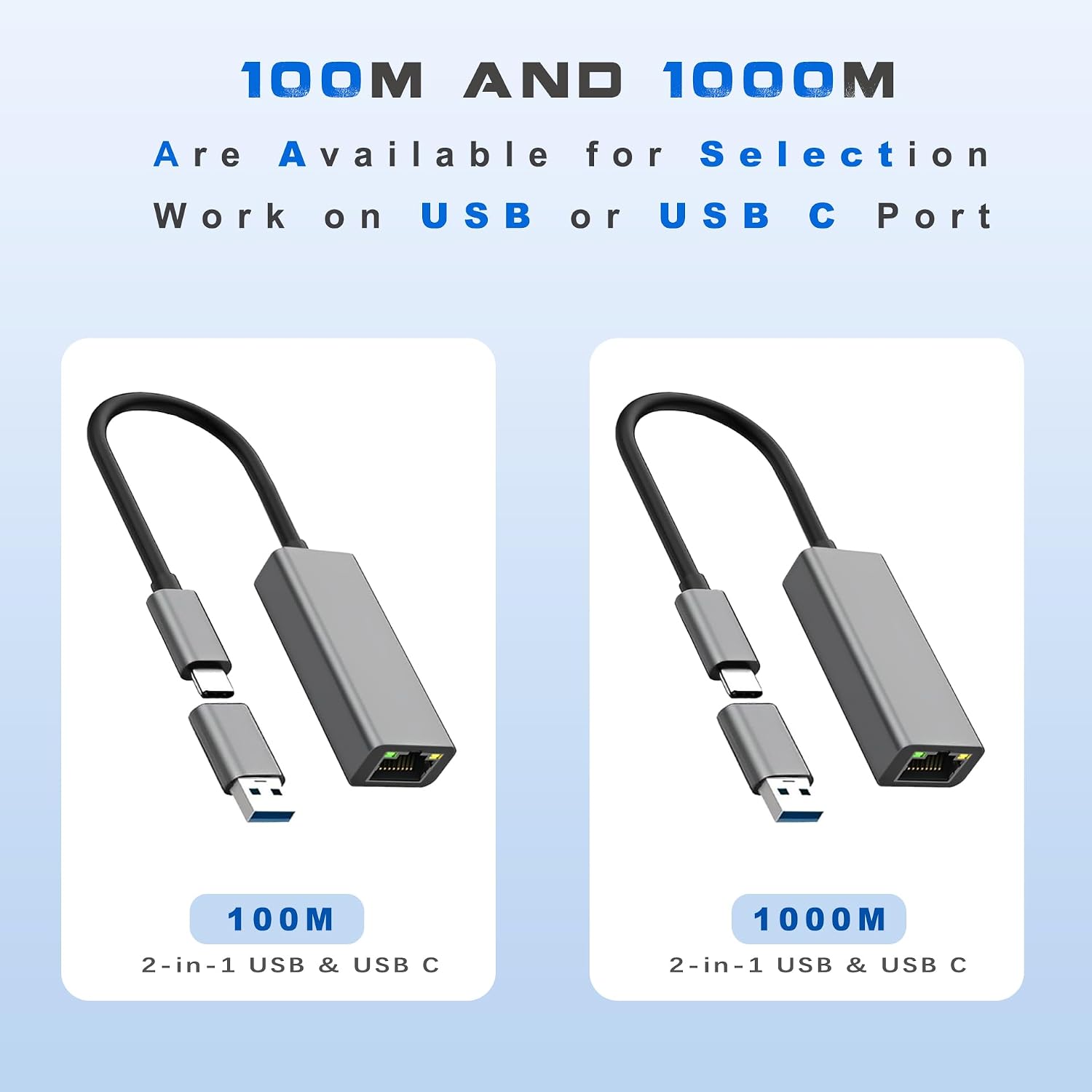 USB Ethernet Adapter USB C Hub for  Tablets PC, Ethernet Adapter to USB-C Laptop 10 Gigabit for MacBook Pro/Air Surface, USBC Hub Dongle Compatible for Thunderbolt 3/4 to RJ45 Network100/1000Mbps