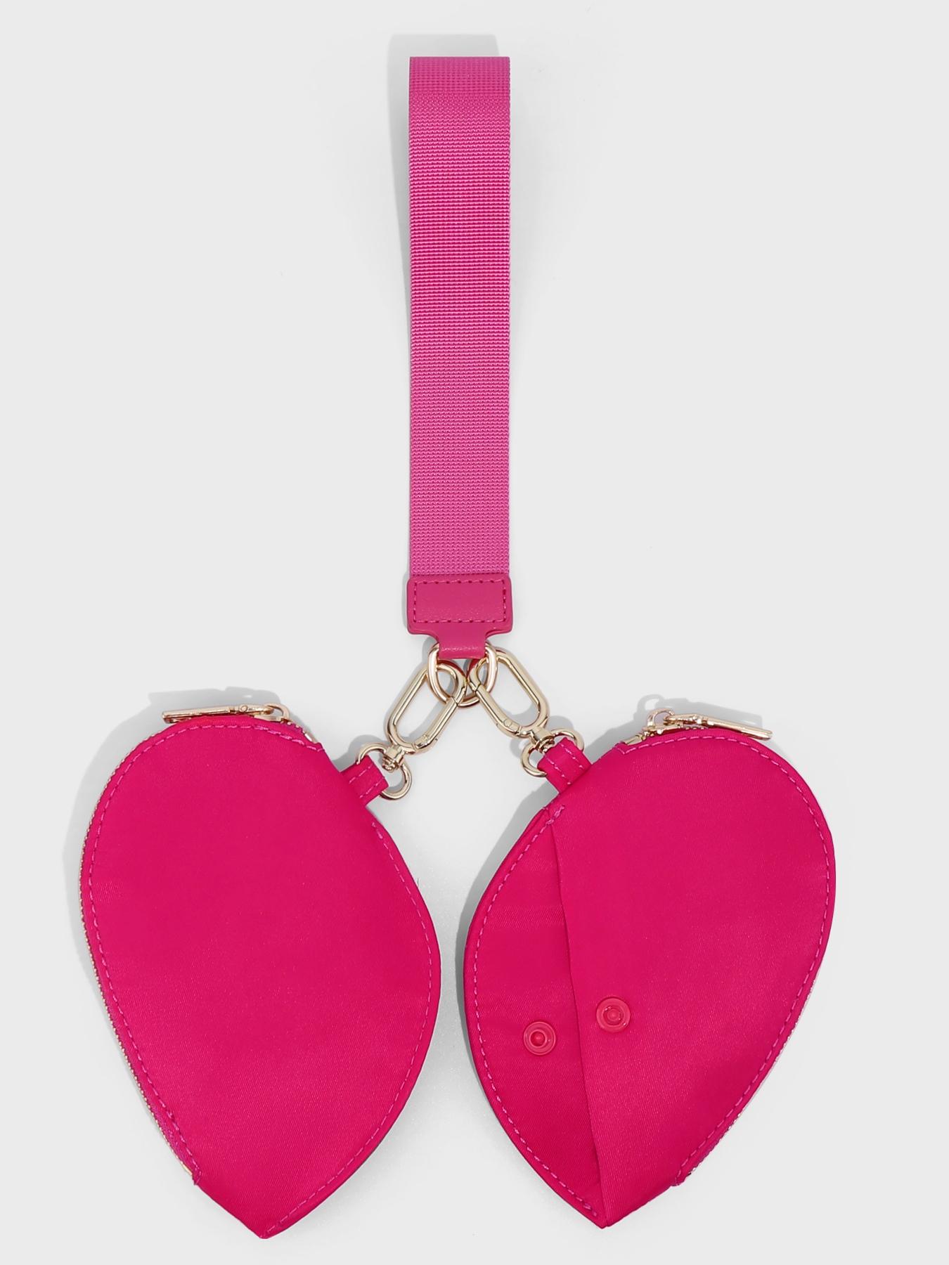 Women's Heart Dual Pouch Wristlet, Small Stylish Keychain Wristlet Strap, Mini Detachable Keychain Wallet, Portable Coin Purse for All Occasions