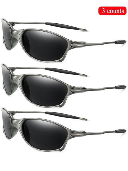 5 Pairs/set Unisex Vintage Oval Frame Vintage Sunglasses, Outdoor Sports Sunglasses, Fashionable Sunglasses for Men & Women for Daily Wear, Tinted Lenses Sunglasses