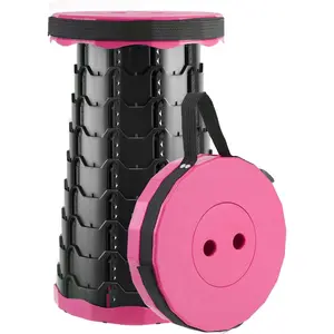 Upgraded Thickened Portable Foldable Stool for Adults |   Retractable Collapsible Outdoor Seat Pink |   Multifunctional Stool for Fishing Hiking BBQ Party Camping Outdoor Activities