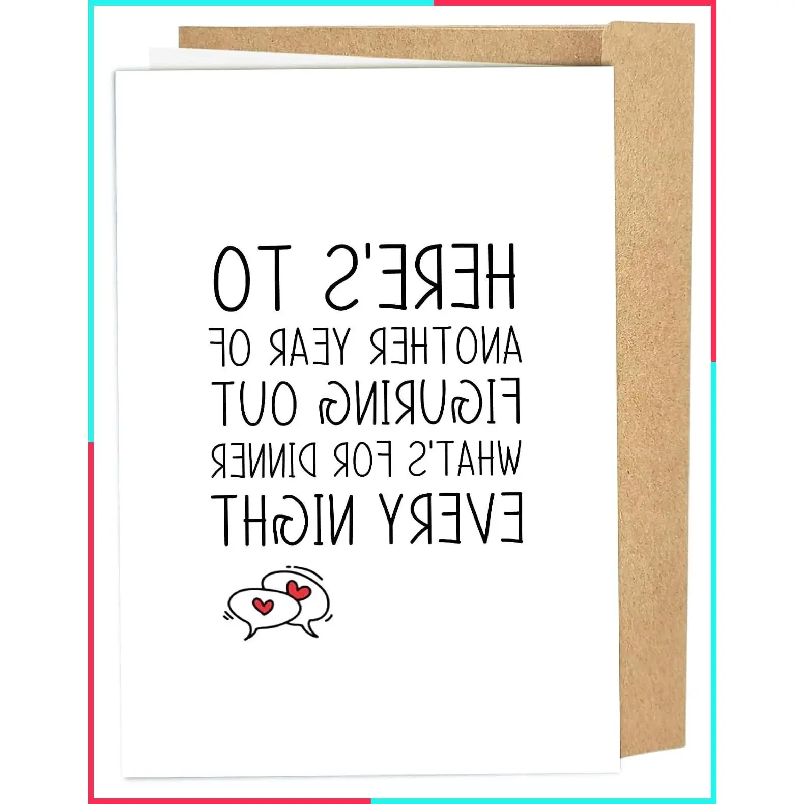Funny Anniversary Card for Boyfriend Girlfriend, Wedding Anniversary Card from Husband Wife, Valentine's Day Card, Here's to Another Year of Figuring Out Dinner Every Night
