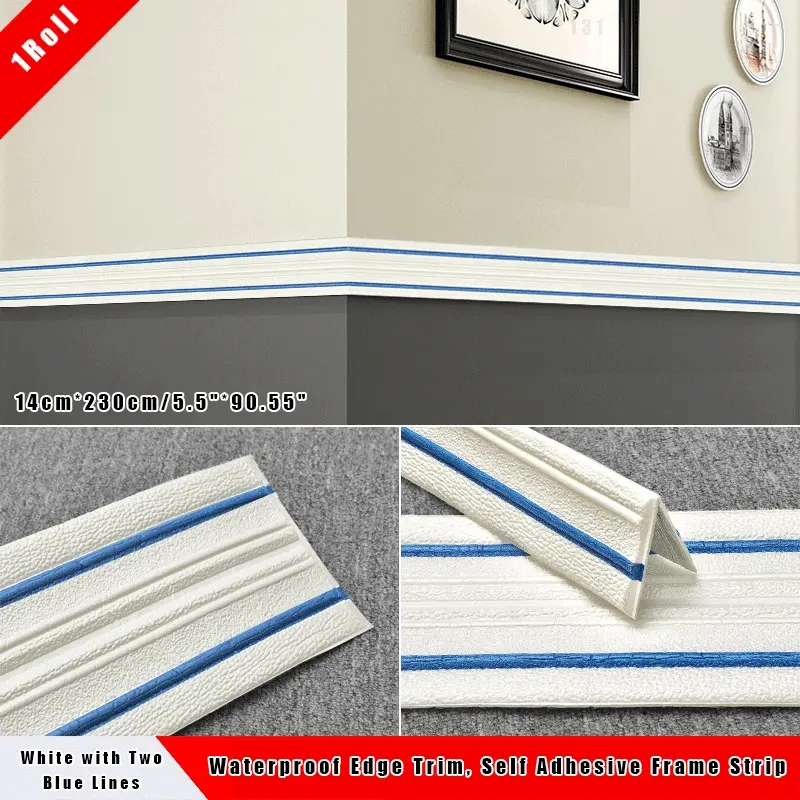 White with two blue stripes