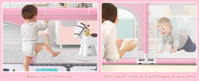 Baby Playpen, Indoor&Outdoor Playard, Play Pens for Kid Activity Center, Sturdy Safety Baby Fence with Breathable Mesh for Toddler playpen