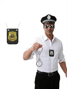 Men's Badge Necklace Set, American Police Costume Prop, Birthday Gift, Party Clothing Accessory, Fashion Jewelry Accessories, All Seasons Wear, Iron Material