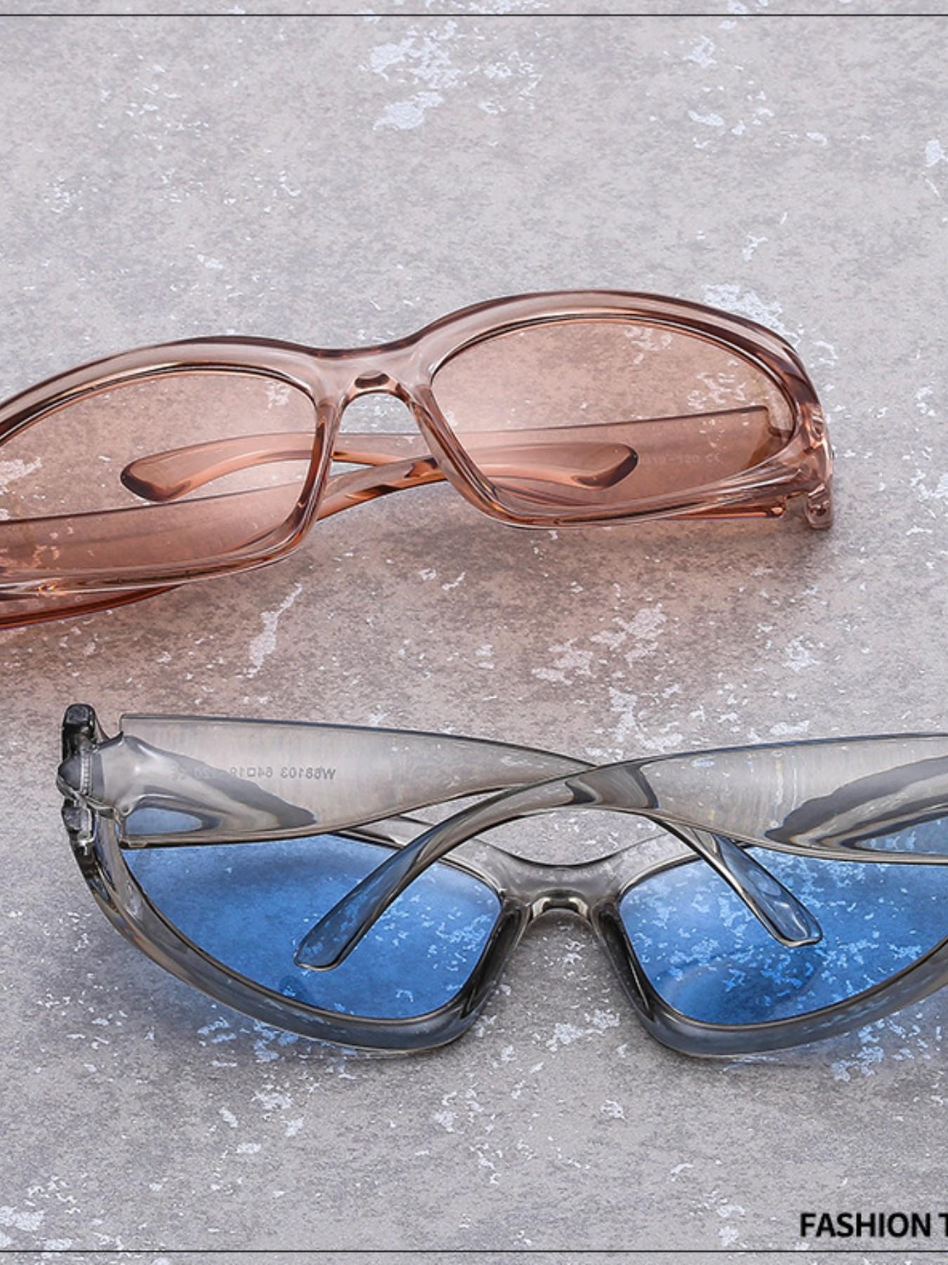 Trendy Y2K Wraparound Sunglasses, Futuristic Cyber Goggles, Perfect for Street Photography, Beach, Edm Parties, Stylish Accessories