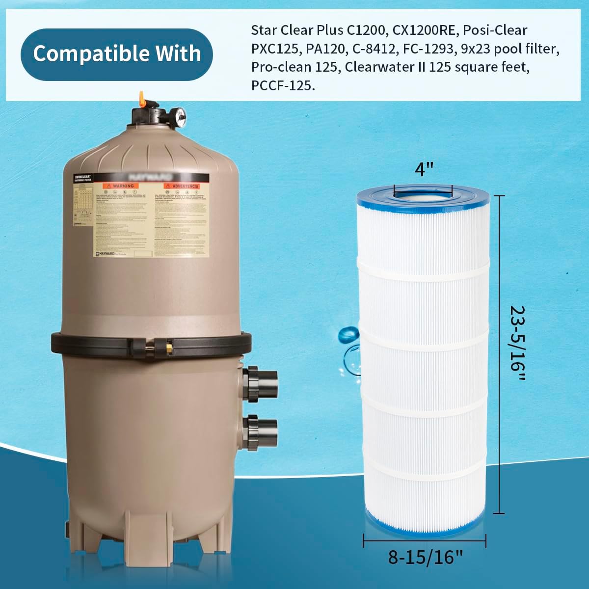 PLF120A Pool Filter  Compatible with Hayward C1200, Ultra-B2, PCX1200RE, PA120, C-8412,120 sq.ft.,1 Pack
