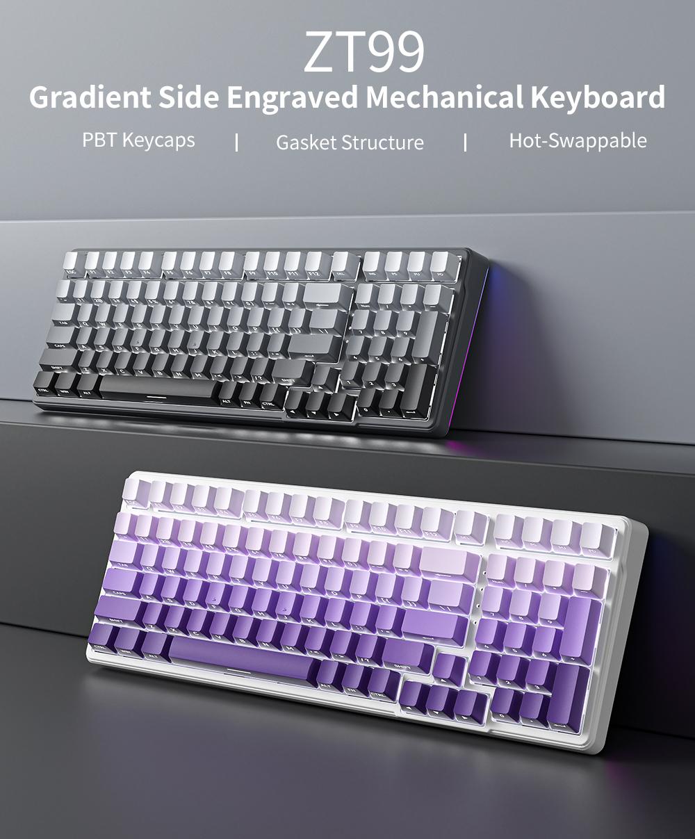 Zifriend ZT99 Mechanical Creamy Keyboard 99 Keys With NumPad, Gasket Structure Gradient Side-Engraved, RGB Light, Hot-Swappable 3/5 Pin Switches, Gaming & Office Keyboard with Driver Support, Tiktokshopblackfriday, Christmas Zifriend ZT99 Mechanical Creamy Keyboard 99 Keys With NumPad, Gasket Structure Gradient Side-Engraved, RGB Light, Hot-Swappable 3/5 Pin Switches, Gaming & Office Keyboard with Driver Support, Tiktokshopblackfriday, Christmas
