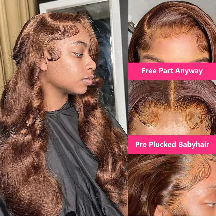 CheetahBeauty 200% Density #4 Chocolate Brown/ #1 Jet Black 13x6 Body Wave Lace Front Wig Transparent Lace Wig #TikTokShopHolidayHaul