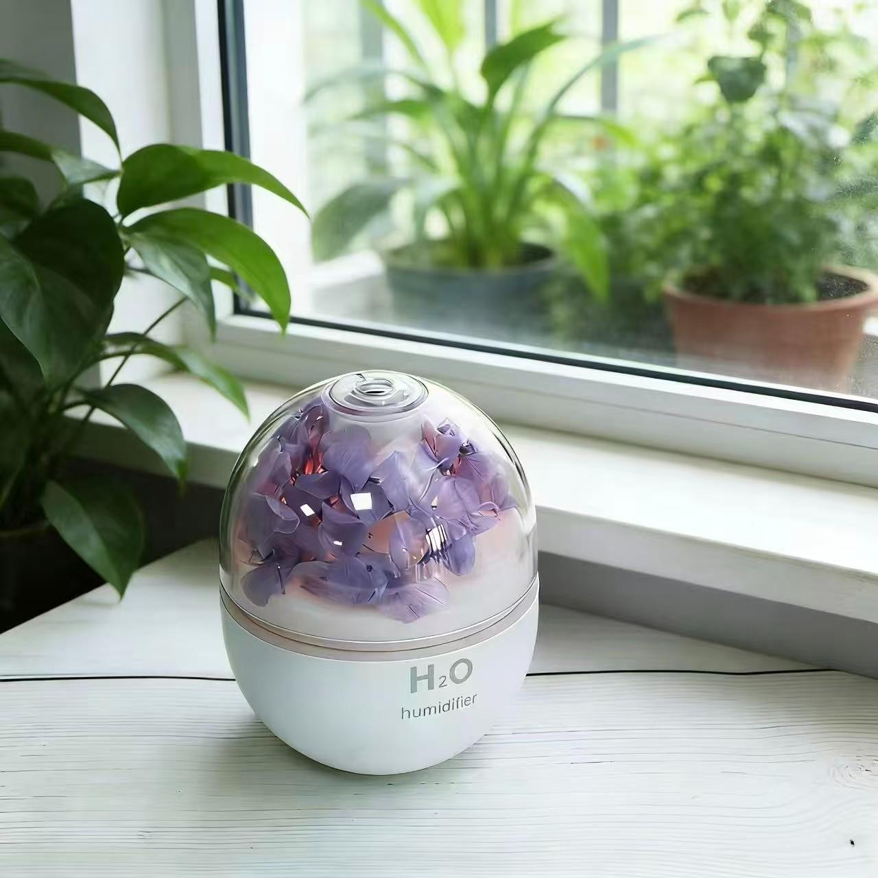 New 1pc Small Flower Ball Humidifier, Silent Operation, Warm Night Light, Suitable for Living Room, Bedroom, Office, Car, Also for Aromatherapy