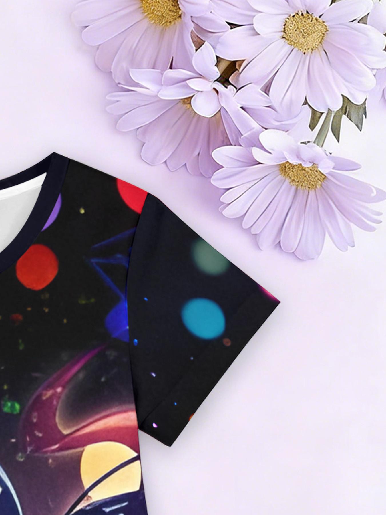 Girls' 3D Short Sleeve Dress, Miraculous Girl Ladybug Full Print, Perfect for Parties, Festive Gifts, Birthday Presents