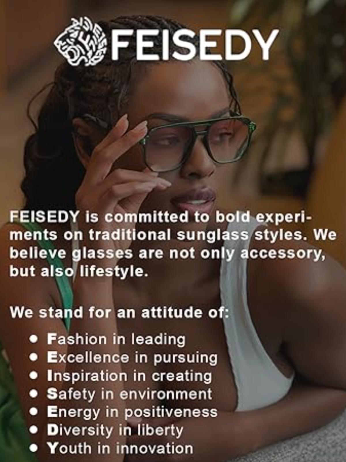 FEISEDY Retro Square Sunglasses Women Men 70s Vintage Trendy Plastic Frame Sun Glasses B2835