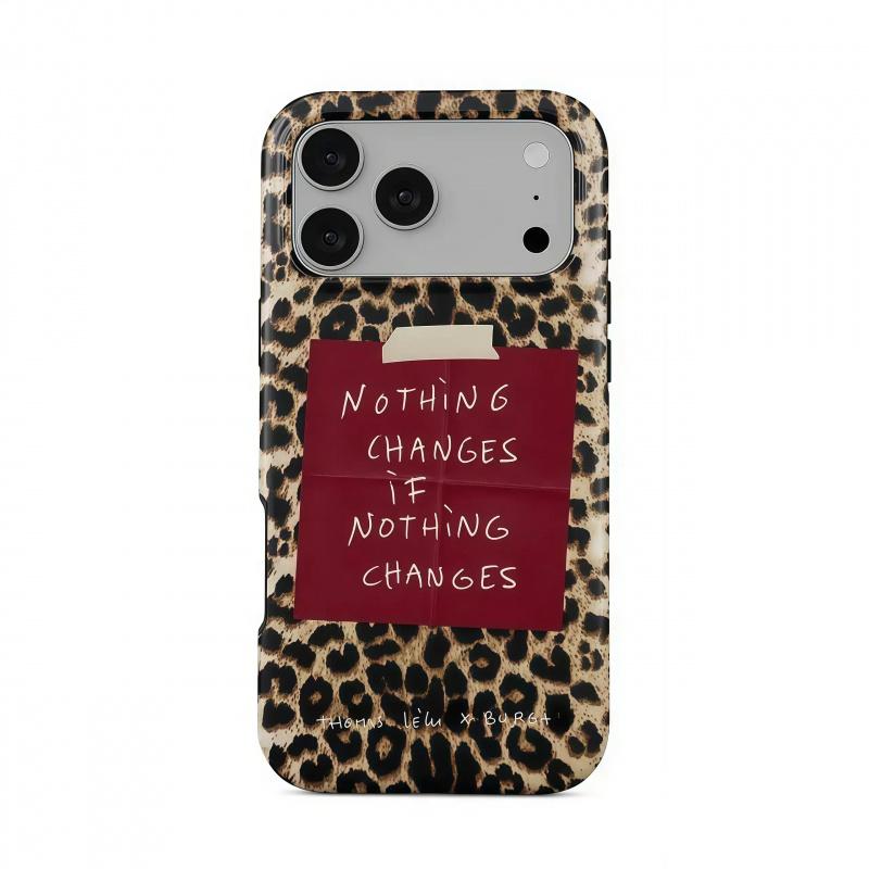 Women's Casual Leopard Print Slogan Customizable Polycarbonate Smartphone Case - 2-in-1 Glossy Accessory with Waterproof, Shockproof, Durable Protection for iPhone Series (17/16/16 Plus/15/14/13/12/11/X), Ideal Holiday Gift