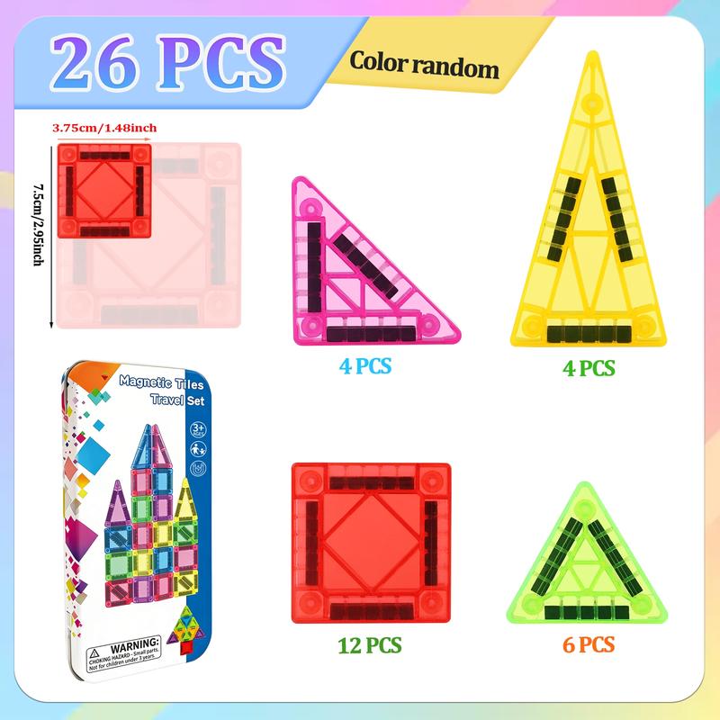 Mini magnetic building block, Magnetic building tiles children's toys, travel set is convenient to carry, STEM learning and creative building magnetic toys, gifts for boys and girls, suitable for New Year, back-to-school season birthday gifts