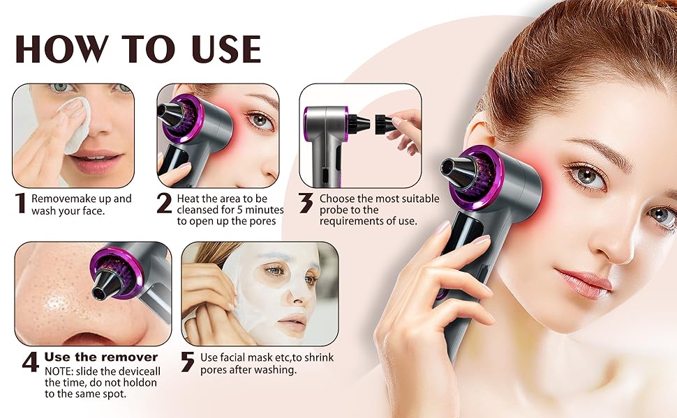 2026 Advanced Pore Vacuum Blackhead Remover with Heating,Blackhead Extractor with 3 Adjustable Suction Levels 9 Modes, 5 Probes.Blackhead Remover Tools for Women and Men