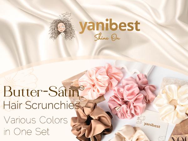 Yanibest 8 Pcs Satin Scrunchies - Silk Scrunchies Ponytail Holders, Soft Satin Hair Ties No Damage，Hair Accessories for Women Girls