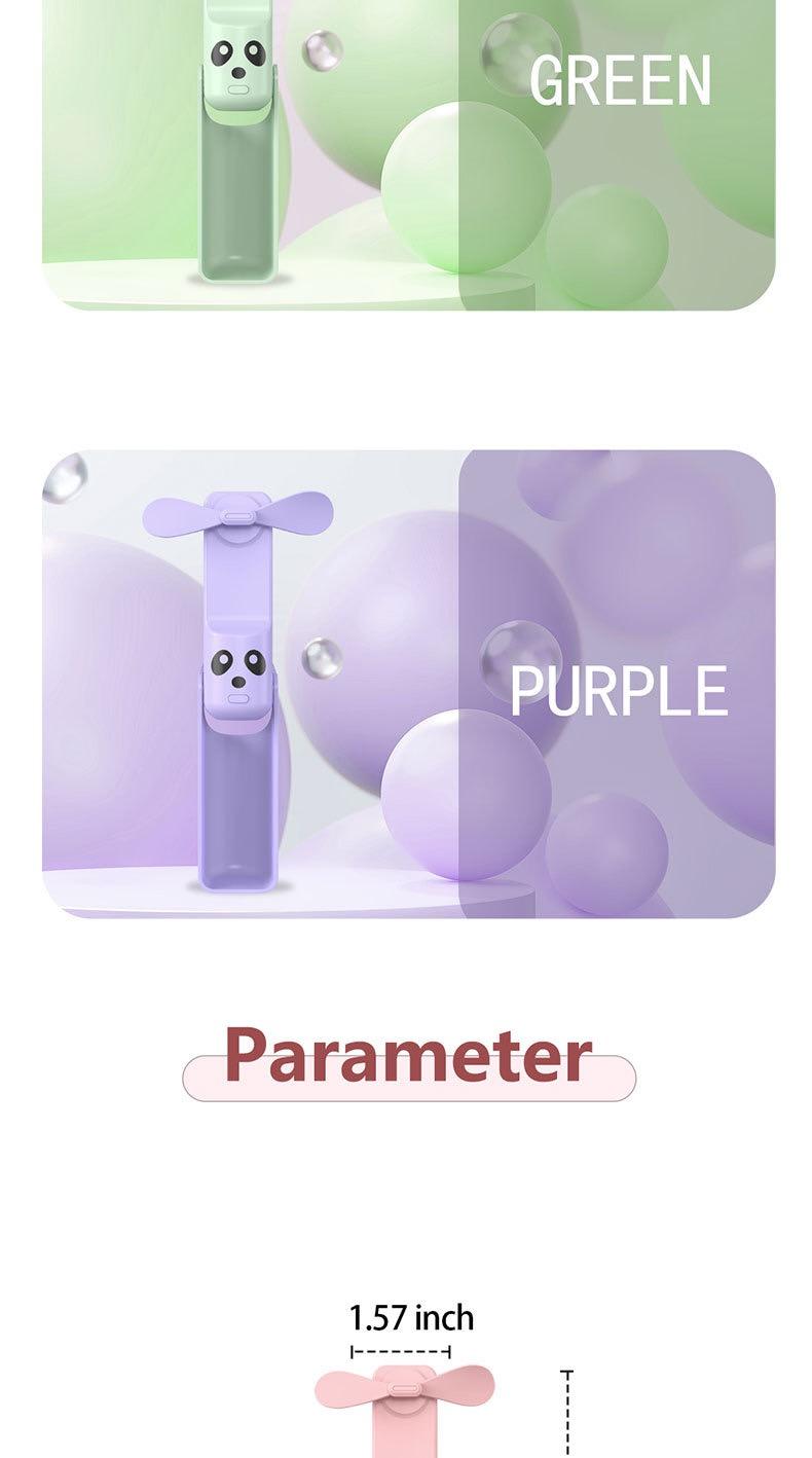 Foldable Handheld Portable Power Bank Mini Fan USB Rechargeable Desktop Fan with Wired Power Bank Portable Fan Mobile Power Bank Charger Pink Folding fan