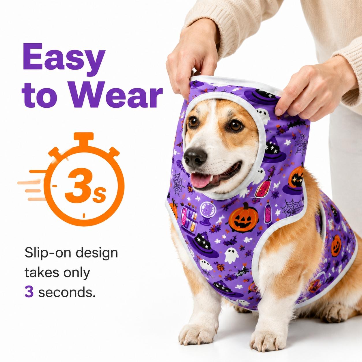 Halloween dog clothes, cool touch pet T-shirt, lightweight breathable puppy vest, festive apparel with a cooling sensation, soft, washable and durable pet outfit for medium and large dogs.