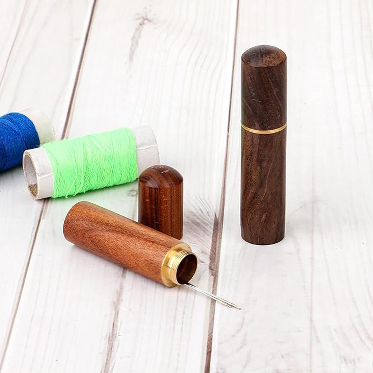 30pcs Self-Threading Needle Set - Multi-purpose Household Hand Sewing Needle with Wooden Needle Case, Big Eye Design for Blind Stitching, Invisible Repairs & Comfortable Hand Sewing